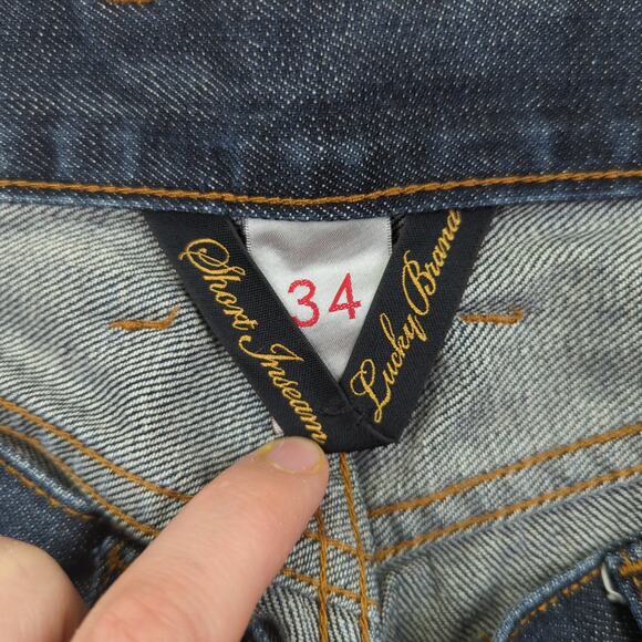 Lucky Brand‎ 181 Relaxed Straight Leg Jeans Dark Wash Men's Size 34 Short Rigid - Picture 7 of 10